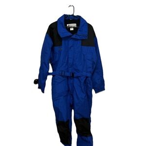Columbia Vintage One Piece Blue Ski Snow Suit Size Large